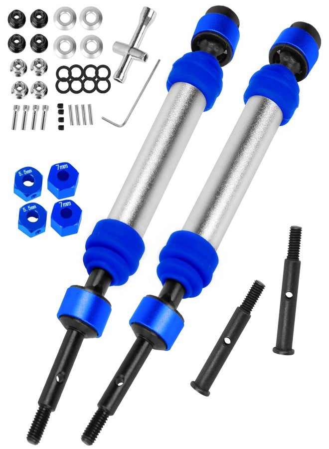 قطع غيار RcarmubWow RC Driveshafts Axle Upgrades لسيارة 1/10 Slash 2WD (VXL)، أعمدة نقل حركة أمامية وخلفية من الفولاذ الصلب CVD، قطعتان، فضي وأزرق داكن - Image 1